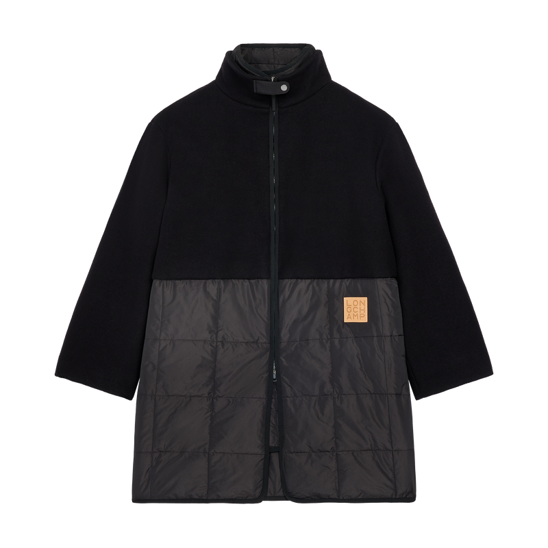 Coat , Black/Black - Wool cloth and quilting  - View 1 of  3