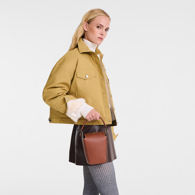 Épure Pop corn bag , Brown - Leather