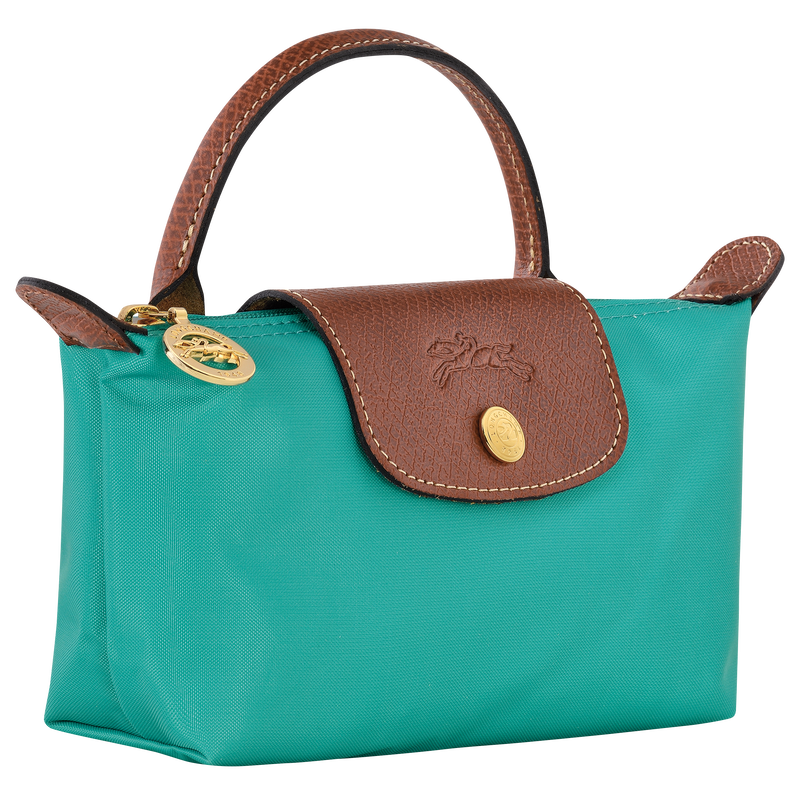 Le Pliage Original Pouch with handle , Turquoise - Recycled canvas  - View 3 of  5