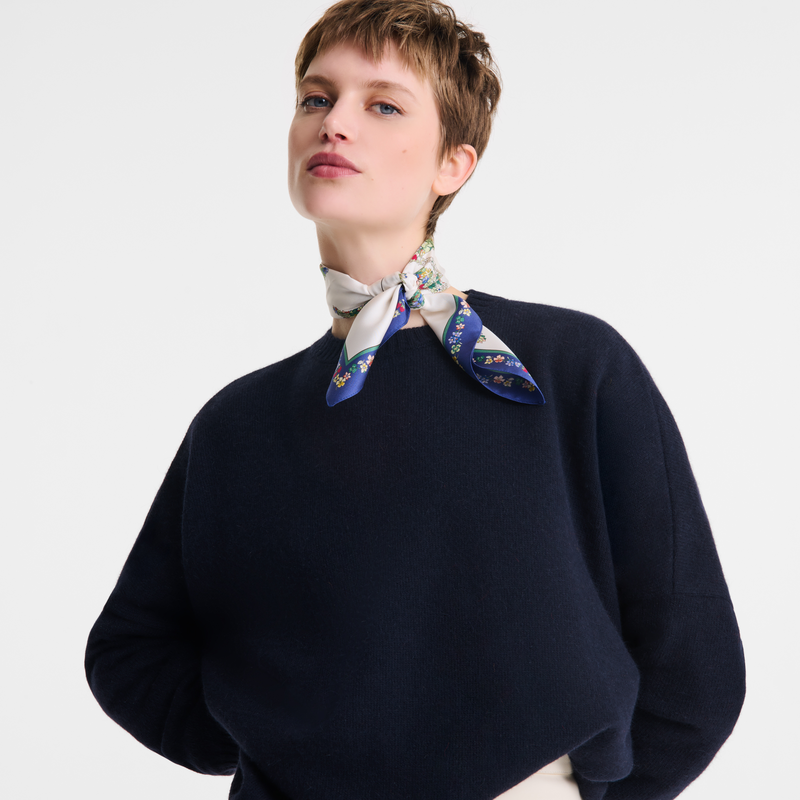 Le Jardin Fleuri Silk scarf 50 , Navy - Silk  - View 2 of  2