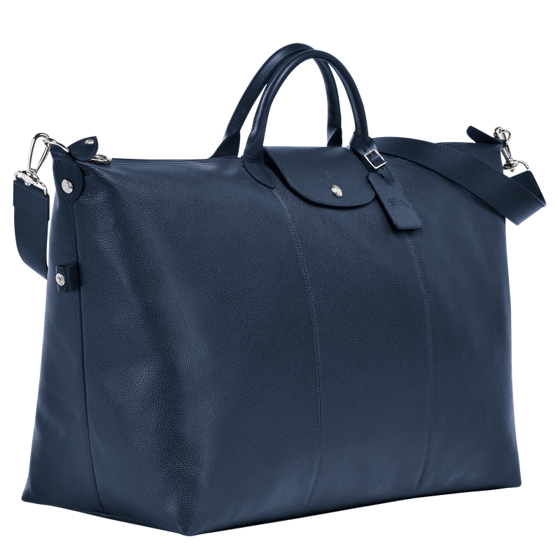 Le Foulonn&eacute; L Travel bag , Navy - Leather  - View 3 of  4