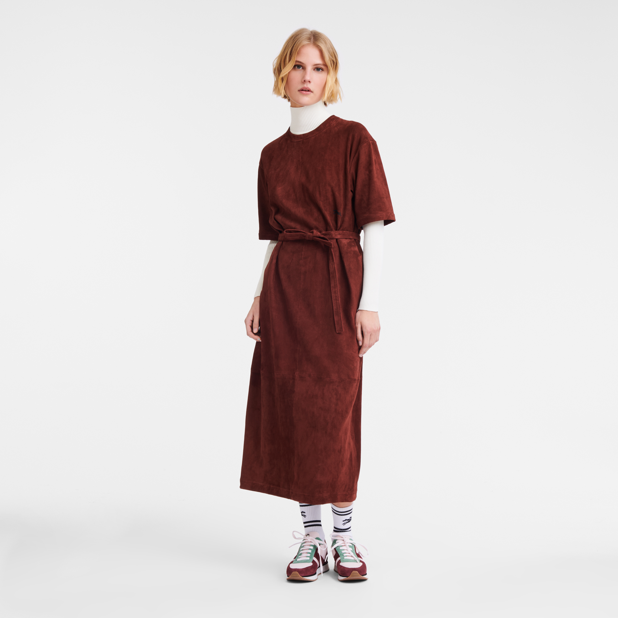Leather long dress, Burgundy - View 4 of
6 - zoom in null Leather long dress, Burgundy