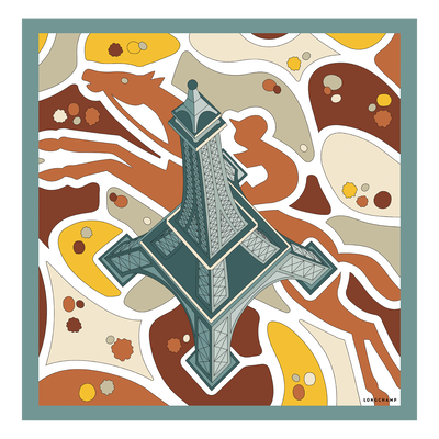 Equestrian Tower Silk scarf 70 , Vervain - Silk