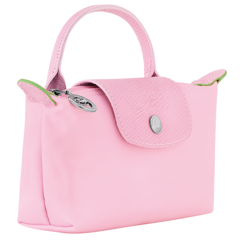 Le Pliage Green Pouch with handle , Pink - Recycled canvas  - View 3 of  5
