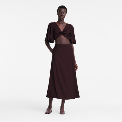 Midi skirt , Burgundy - Crepe