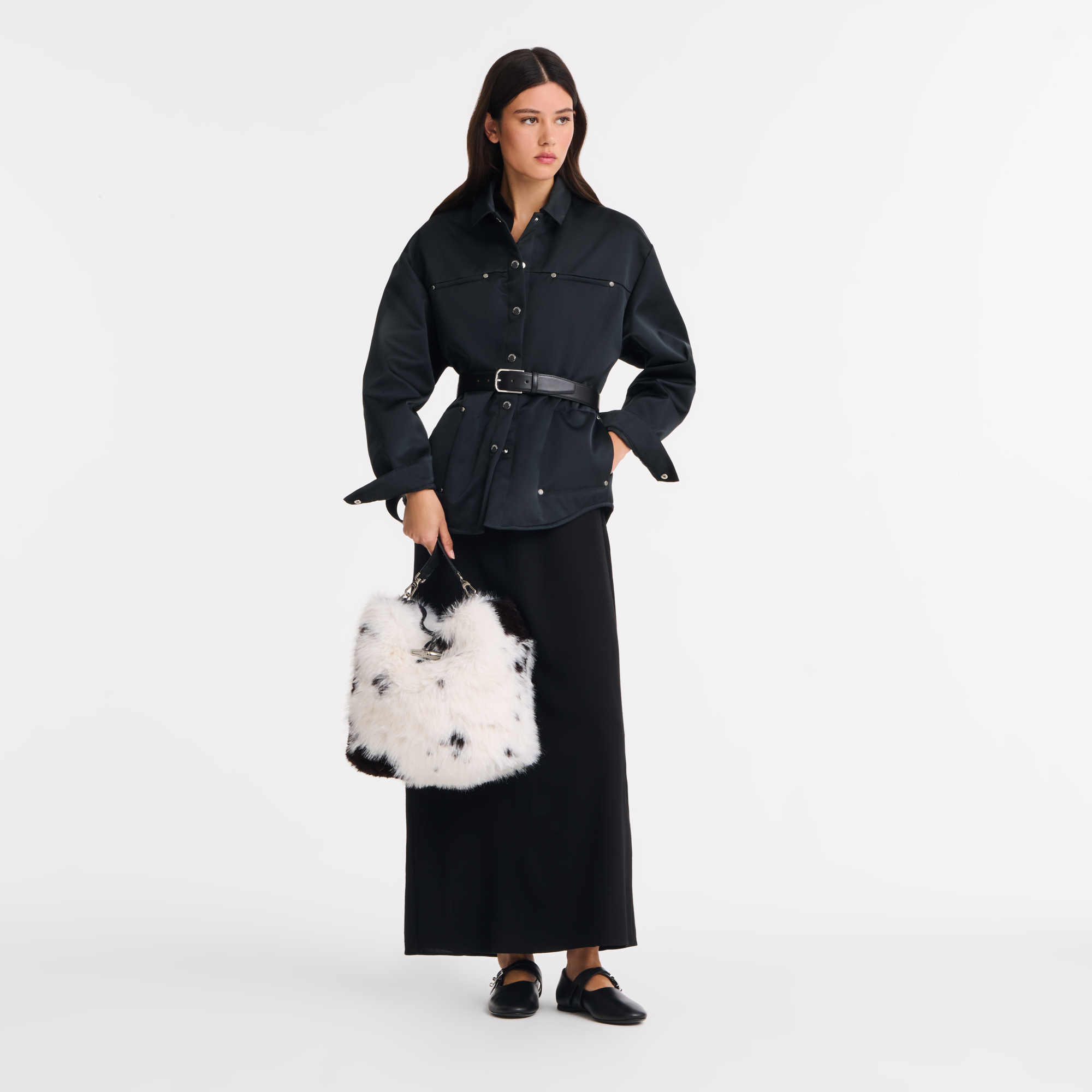 Hobo bag M, Black/White - View 2 of
4 - zoom in Le Roseau Hobo bag M, Black/White