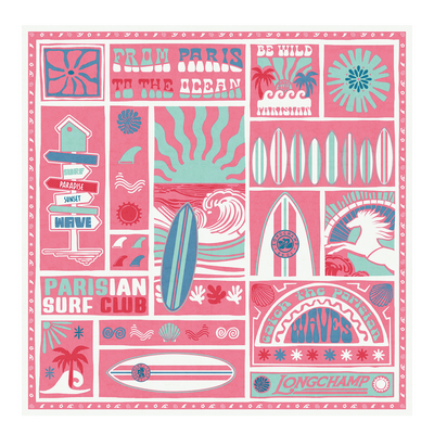 Parisian Surf Club Silk scarf 90 , Shrimp - Silk