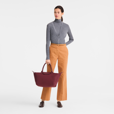 Le Pliage One L Handbag , Burgundy - Canvas