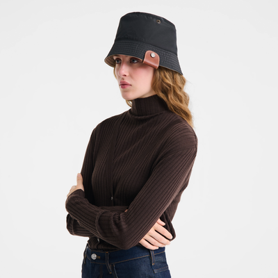 Reversible bucket hat , Black/Paper - Techno taffeta