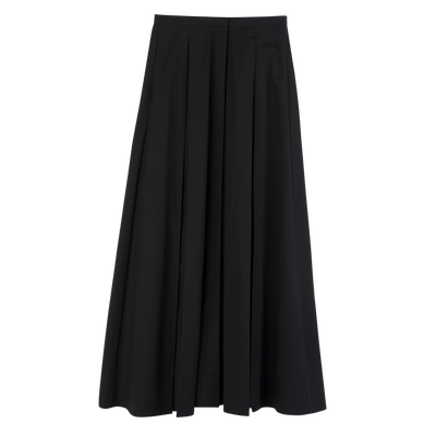 Midi skirt , Black - Cotton poplin