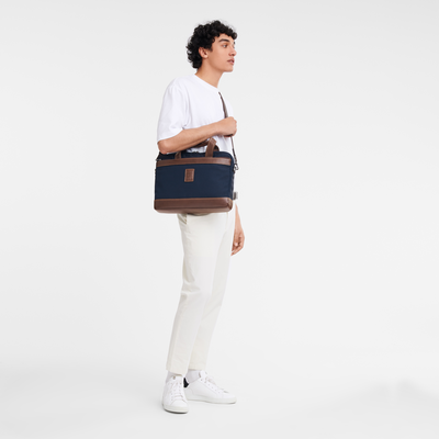 Boxford S Briefcase , Blue - Recycled canvas