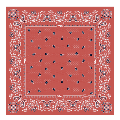 French Bandana Silk scarf 50 , Coral - Silk