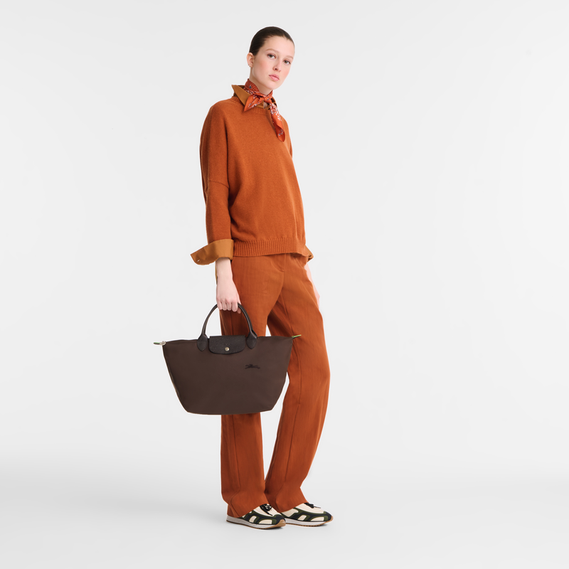 Le Pliage Green M Handbag , Mocha - Recycled canvas  - View 2 of  7