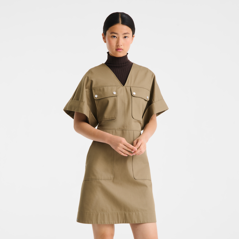 Short dress , Lichen - Double-face gabardine  - View 3 of  5