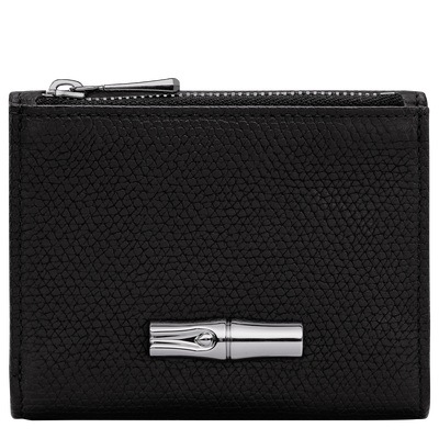 Le Roseau Compact wallet , Black - Leather