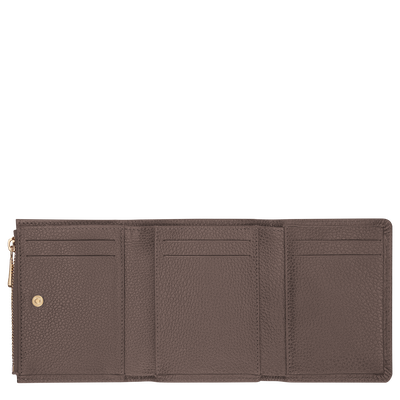 Le Foulonn&eacute; Compact wallet, Taupe
