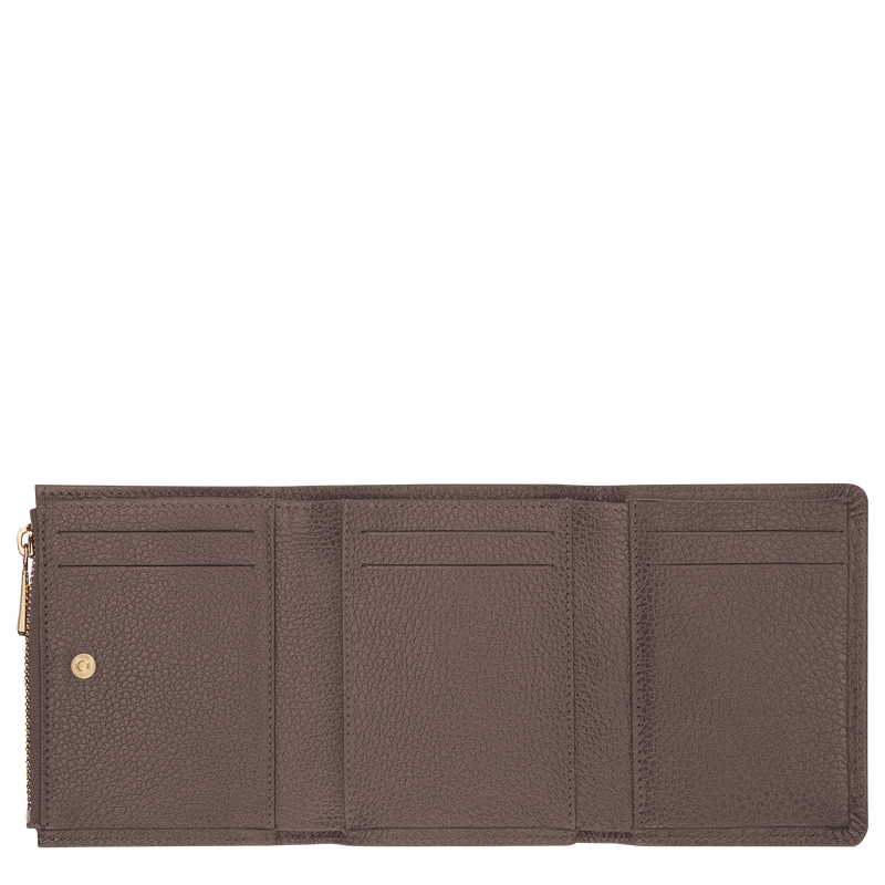 Le Foulonn&eacute; Compact wallet , Taupe - Leather  - View 3 of  3