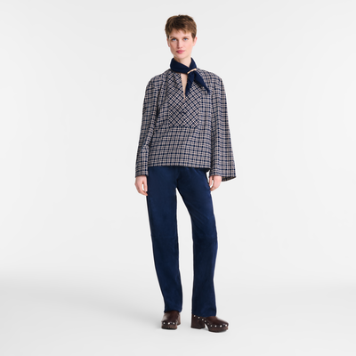 Blouse , Navy - Jacquard cotton