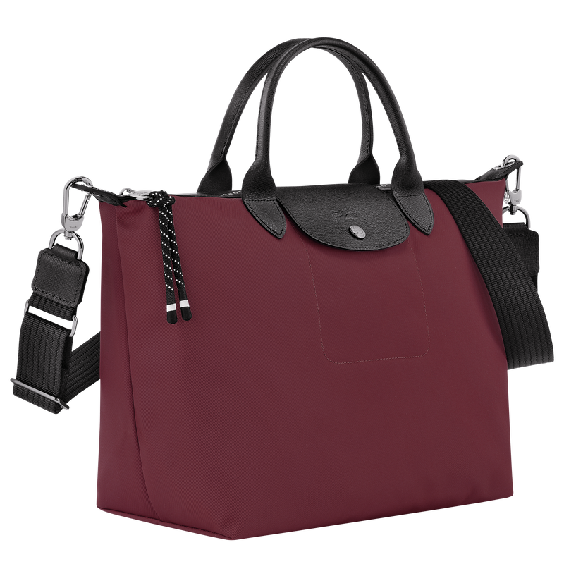 Le Pliage Energy L Handbag , Burgundy - Recycled canvas  - View 3 of  5