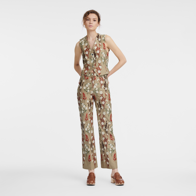 Embroidered trousers , Oat - Gabardine