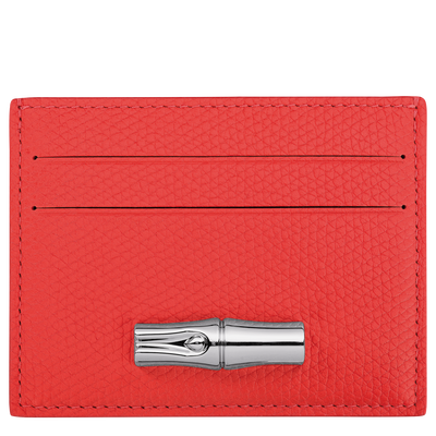 Le Roseau Card holder , Vermilion - Leather