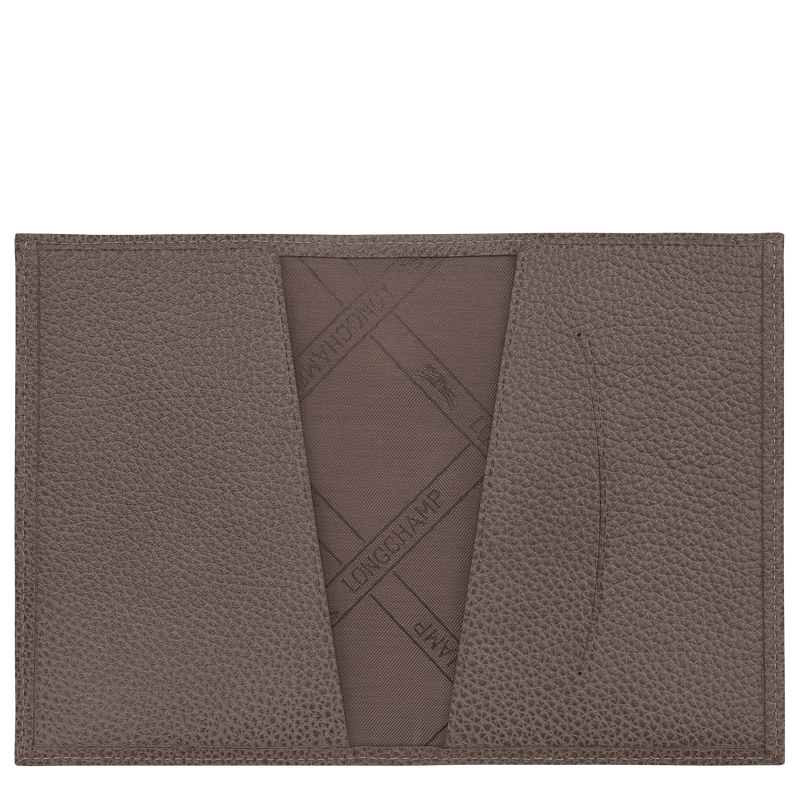 Le Foulonné Passport cover , Taupe - Leather  - View 3 of  3