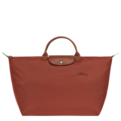 Le Pliage Green L Travel bag , Chestnut - Recycled canvas