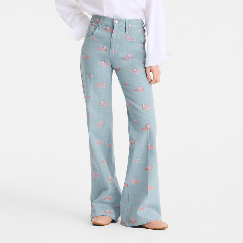 Jean's , Sky Blue - Embroidered denim  - View 3 of  4