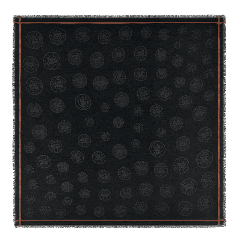 La M&eacute;daille Longchamp Shawl , Black - Cotton blend  - View 1 of  3