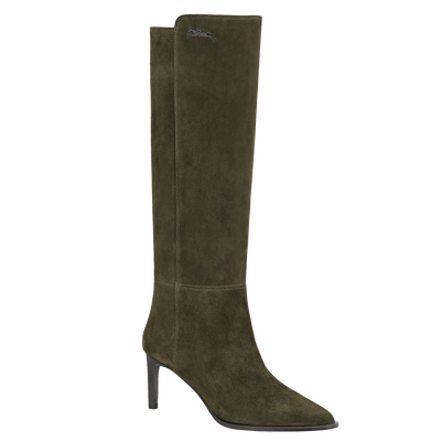 Elan Heel boots , Olive - Leather