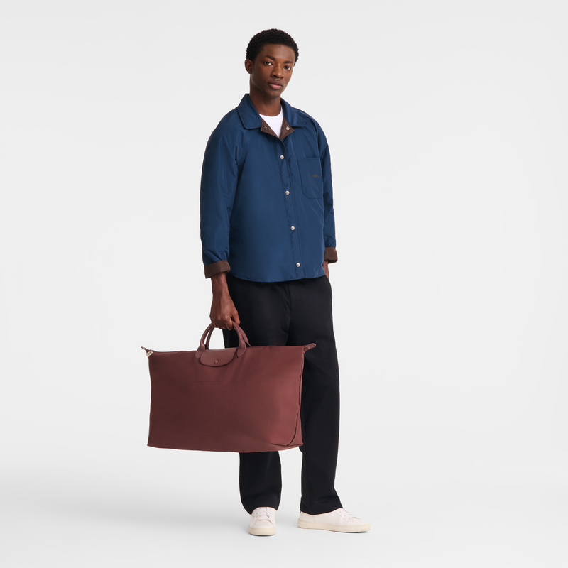 Le Pliage One M Travel bag , Burgundy - Canvas  - View 2 of  7