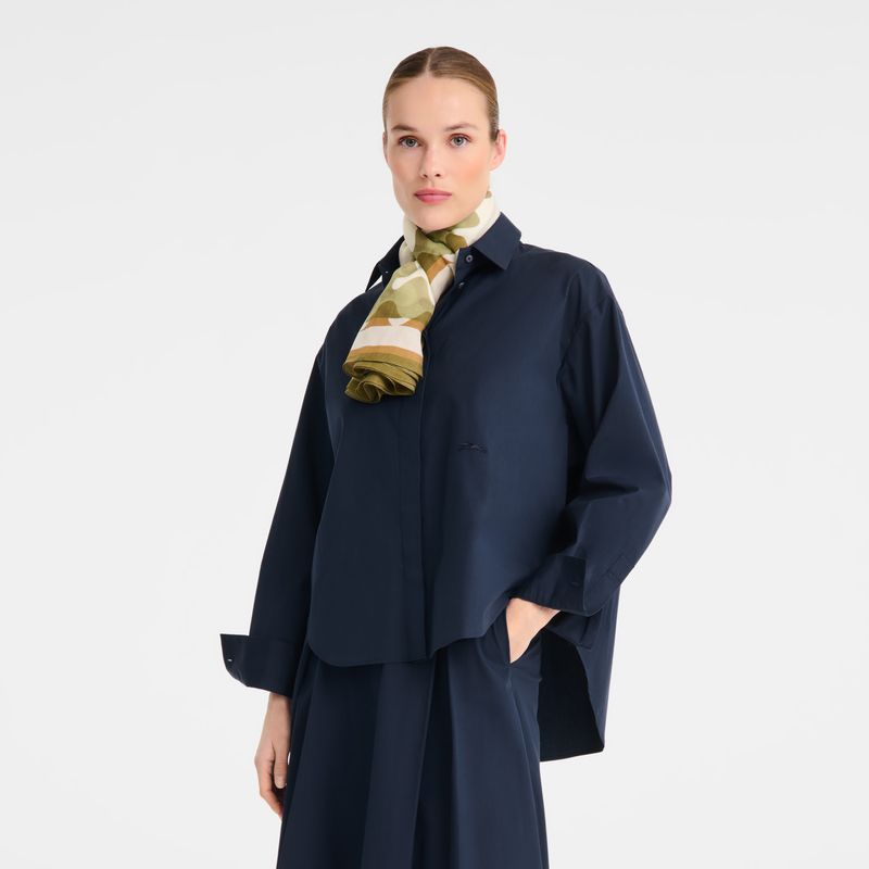 Shirt , Navy - Cotton poplin  - View 5 of  5