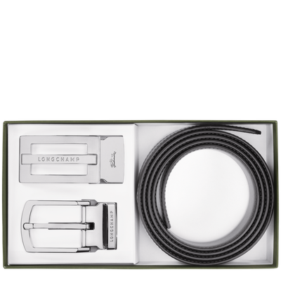 Delta Box Men's belt , Black/Navy - Leather