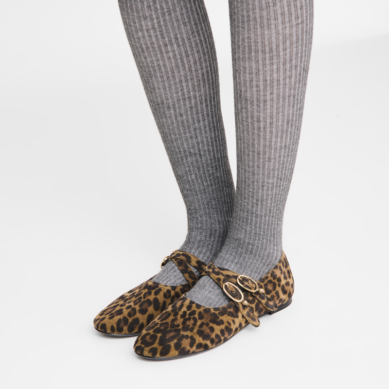Le Foulonn&eacute; Ballerinas , Khaki - Leather  - View 4 of  4
