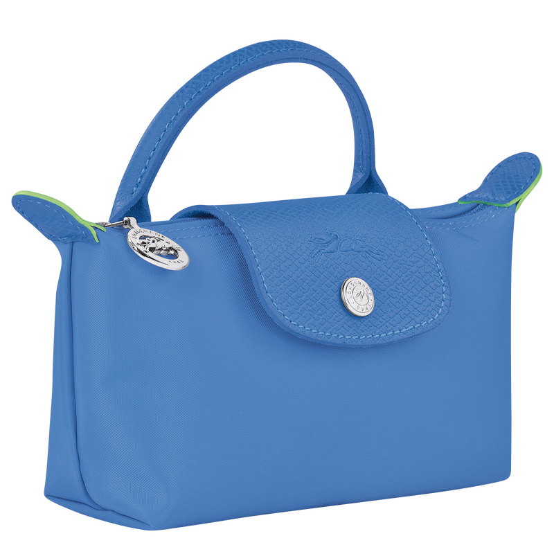 Le Pliage Green Pouch with handle , Cornflower - Recycled canvas  - View 3 of  6