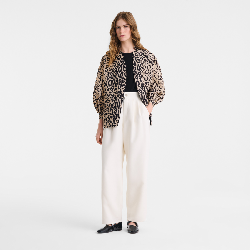 Jacket , Black/Beige - Printed taffeta  - View 2 of  3