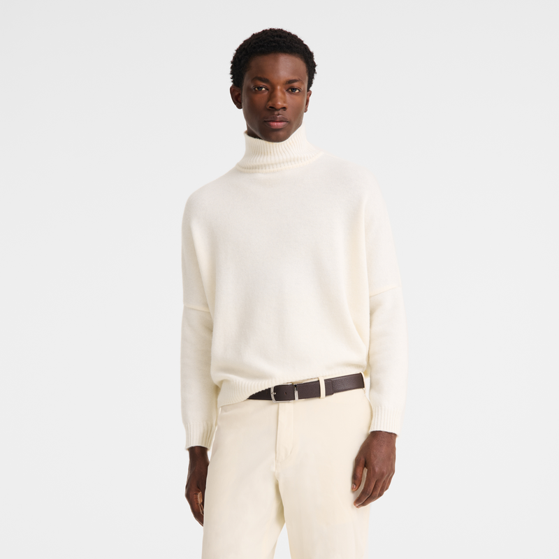 Le Foulonn&eacute; Men's belt , Mocha/Black - Leather  - View 2 of  4