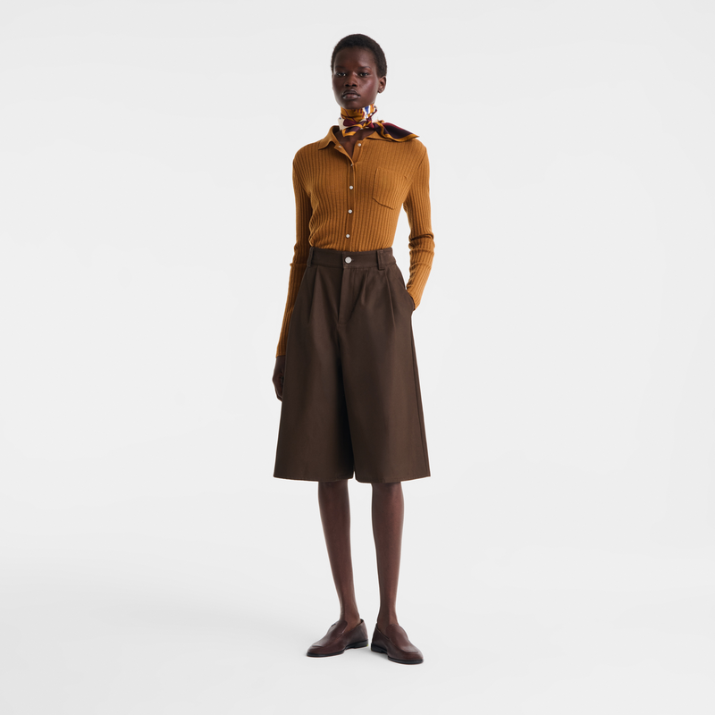 Shorts , Mocha - Double-face gabardine  - View 2 of  5