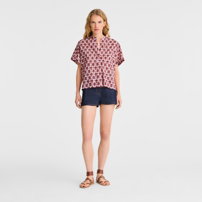 Blouse , Blush - Vichy print veil