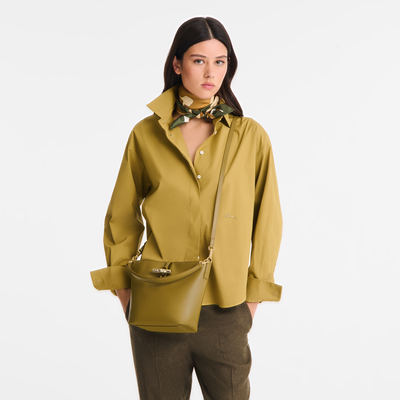 Le Roseau XS Bucket bag , Olive - Leather