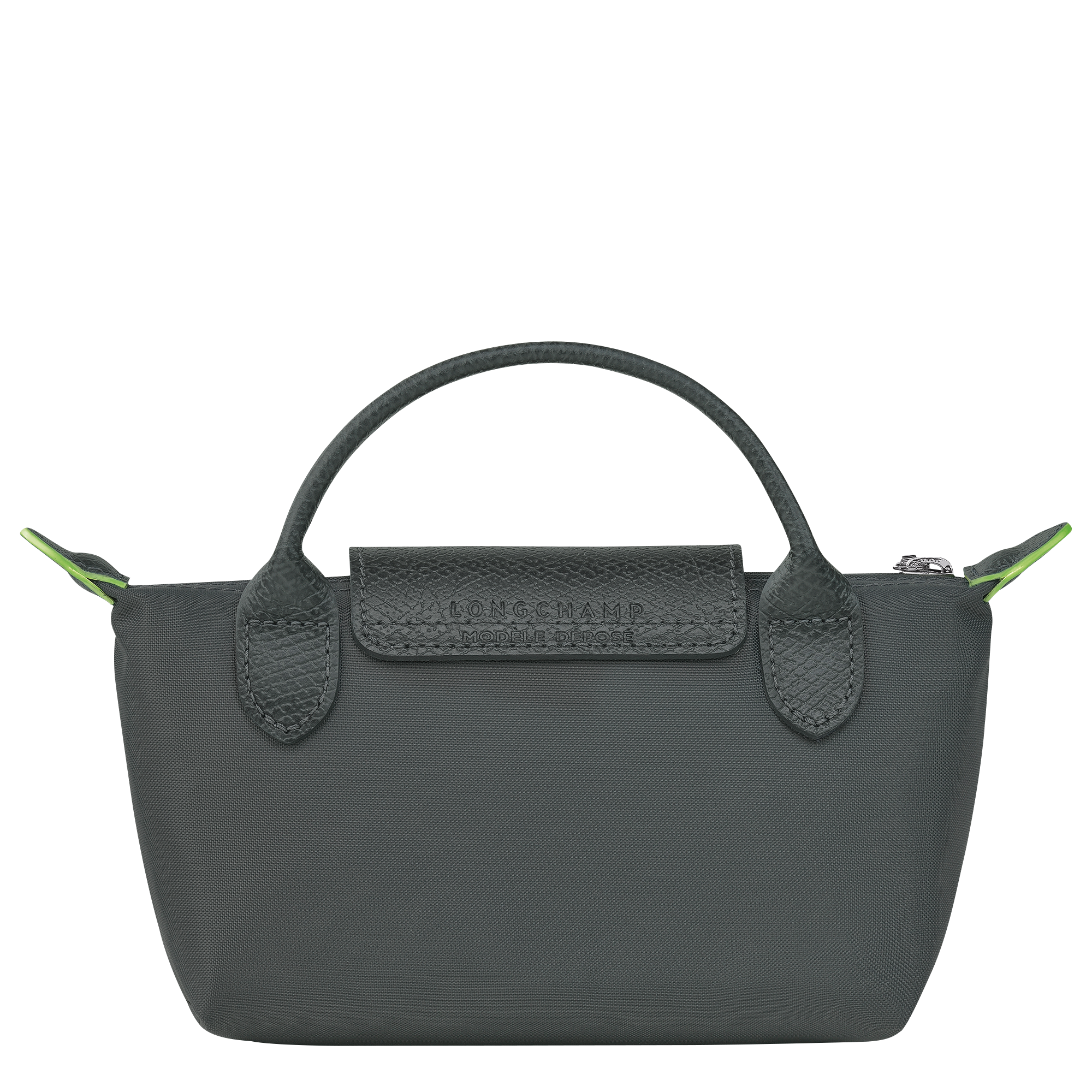 Le Pliage Green Pouch with handle, Graphite