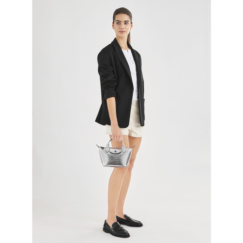 Longchamp Le Pliage Cuir Mini Leather Top Handle Bag, Grey in 2023