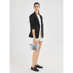 Le Pliage Cuir Croco XS Top handle bag , Silver - Leather