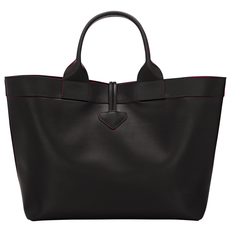 Le Roseau L Tote bag , Black - Leather  - View 3 of  4