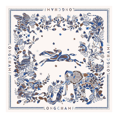 Forêt Longchamp Silk scarf 90 , Atlantic - Silk