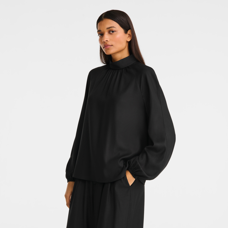 Blouse , Black - Viscose twill  - View 3 of  5