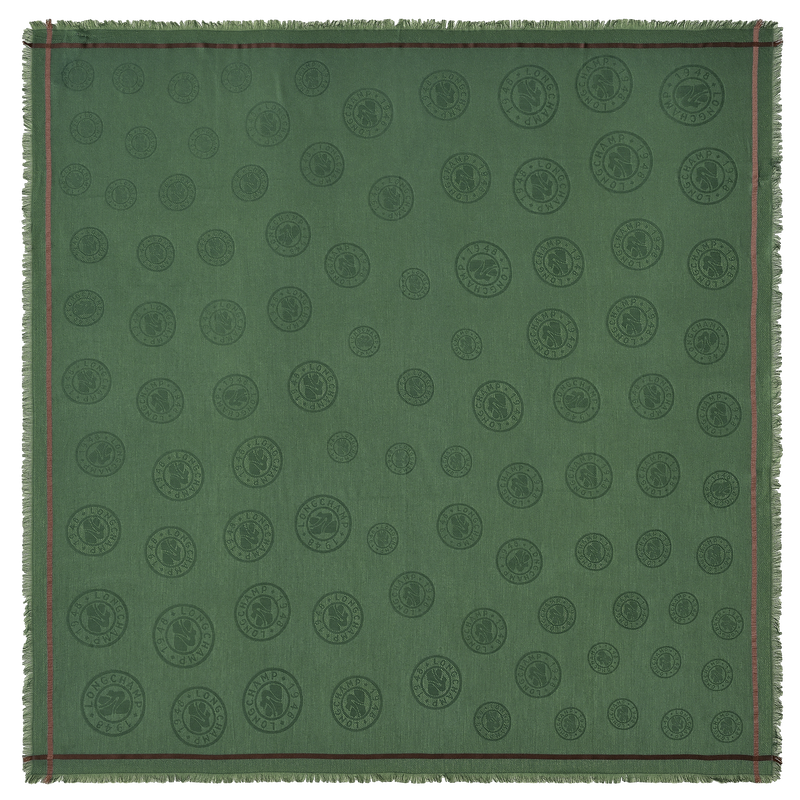 La M&eacute;daille Longchamp Shawl , British Green - Cotton blend  - View 1 of  3