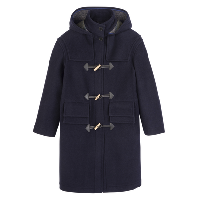 Duffle Coat , Navy - Double-faced wool cloth