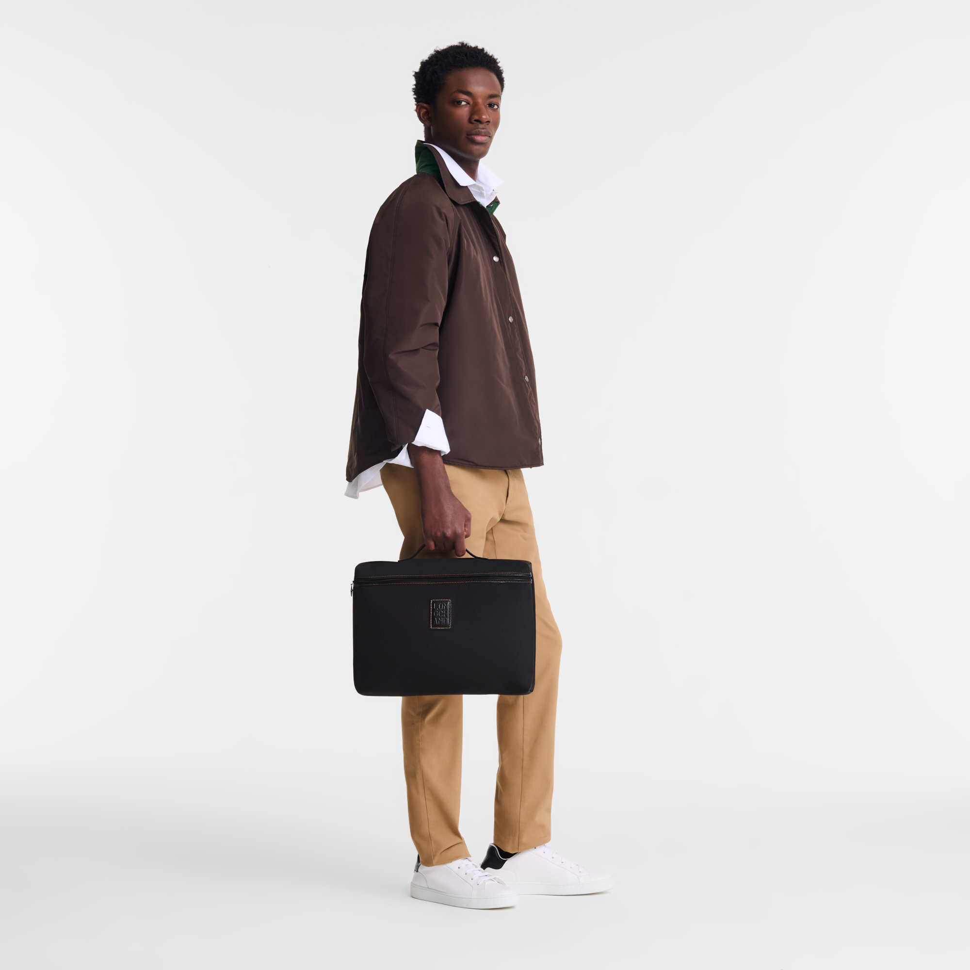 Boxford S Briefcase Black - Recycled canvas | Longchamp TH