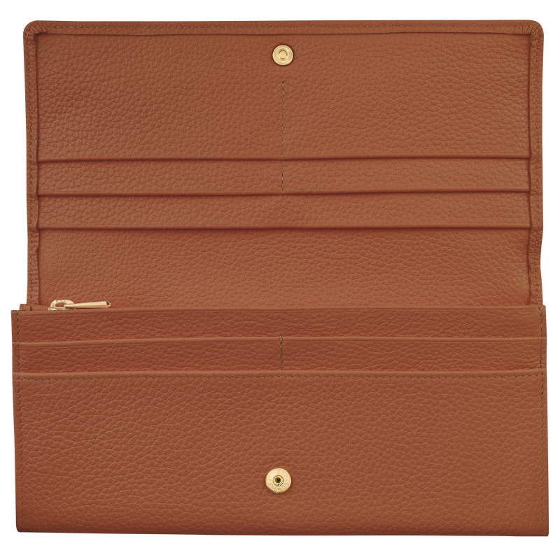 Le Foulonné Continental wallet , Caramel - Leather  - View 3 of  4